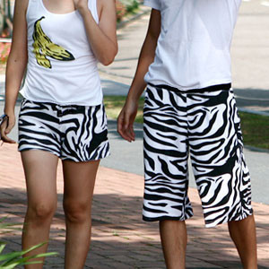 Free shipping Lovers zebra print lovers beach pants beach pants lovers shorts