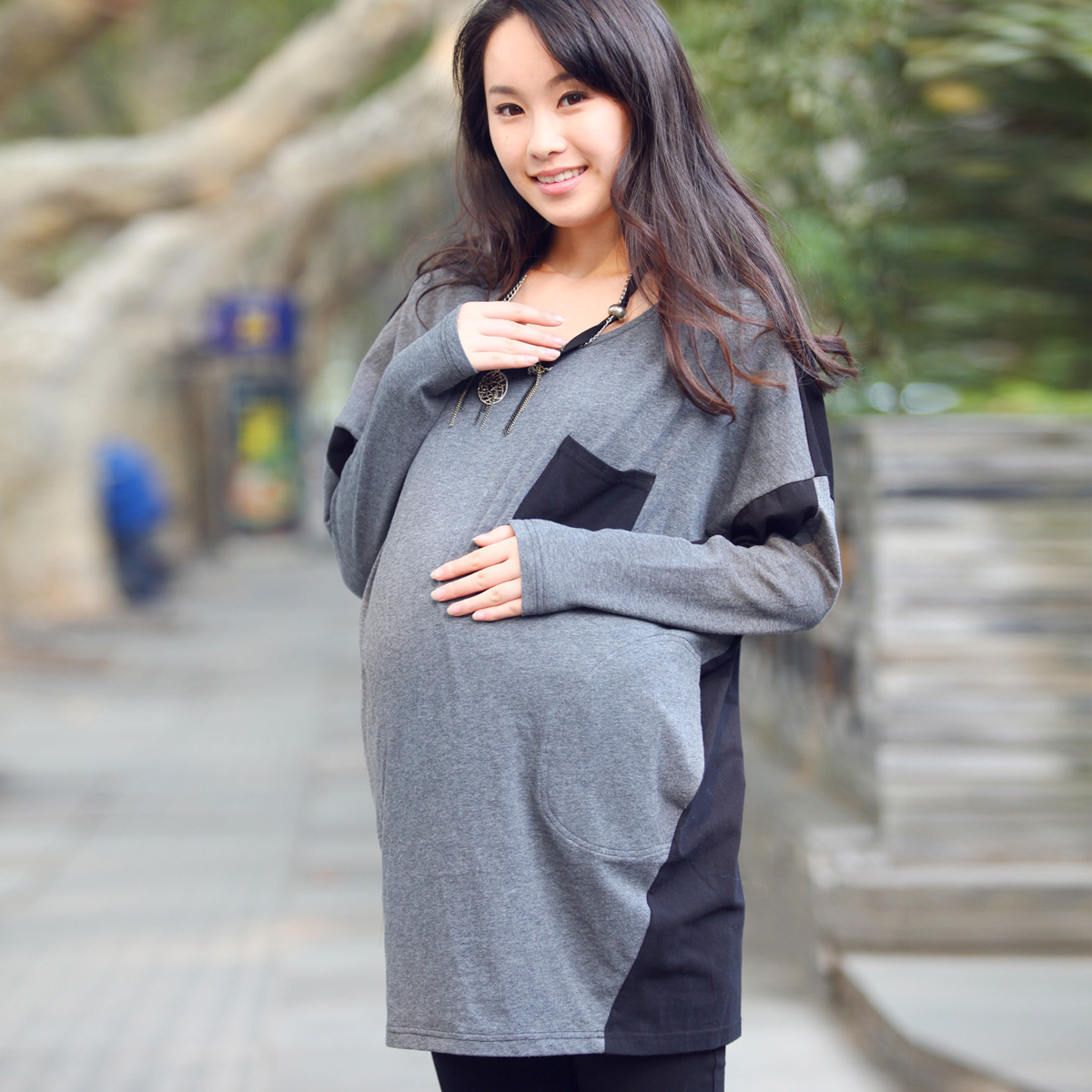 Free shipping Lovesmama maternity clothing spring maternity top batwing loose spring maternity shirt 96622