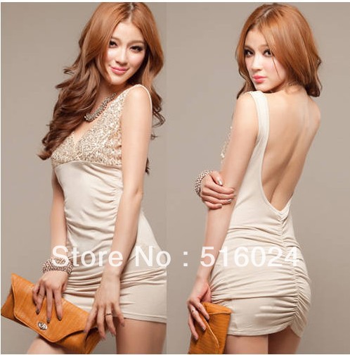 Free shipping Low-high chiffon sleeveless slim waist paillette Deep V sweep irregular vest full dress bohemia one-piece dress