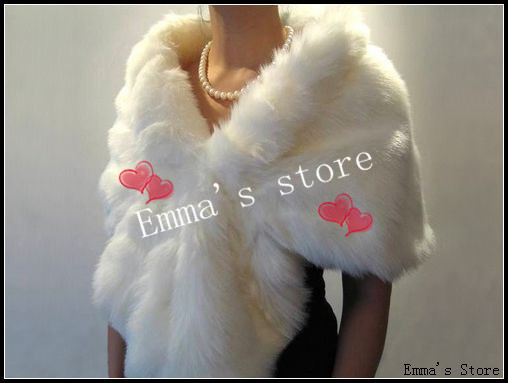 Free Shipping Low Price 2013 New Fashion Cheap New Ivory faux fur shrug stole shawl cape Wedding Wraps Bridal Wraps