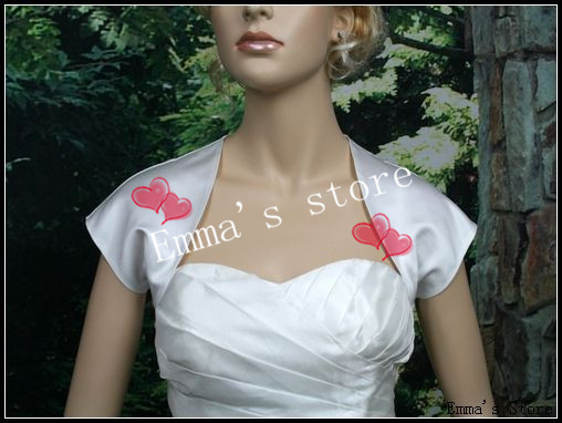 Free Shipping Low Price Custom Made 2013 New Hot Emma Fashional 3/4 Long Sleeves Satin Ivory White Wedding Wraps Bridal Wraps