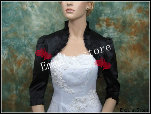 Free Shipping Low Price Custom Made 2013 New Style Fashional 3/4 Long Sleeves Satin Red Wedding Wraps Bridal Wraps