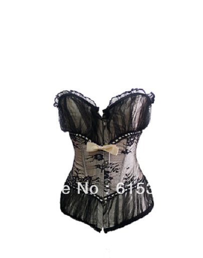 Free shipping + Lowest price!!New arrival White-Black Lace Overlay Corset