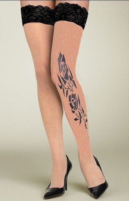 Free shipping + Lowest price New Sexy Double Roses Tattoo Stockings