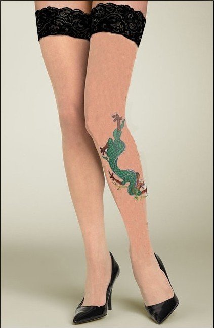 Free shipping + Lowest price New Sexy Green Lizard Tattoo Stockings