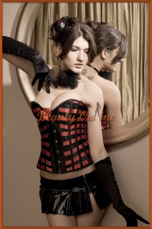 Free shipping + Lowest price!! NEW SEXY Red Lattice Ribbon Corset