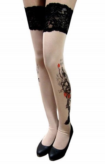 Free shipping + Lowest price New Sexy Skull Art Inspired Tattoo Stockings