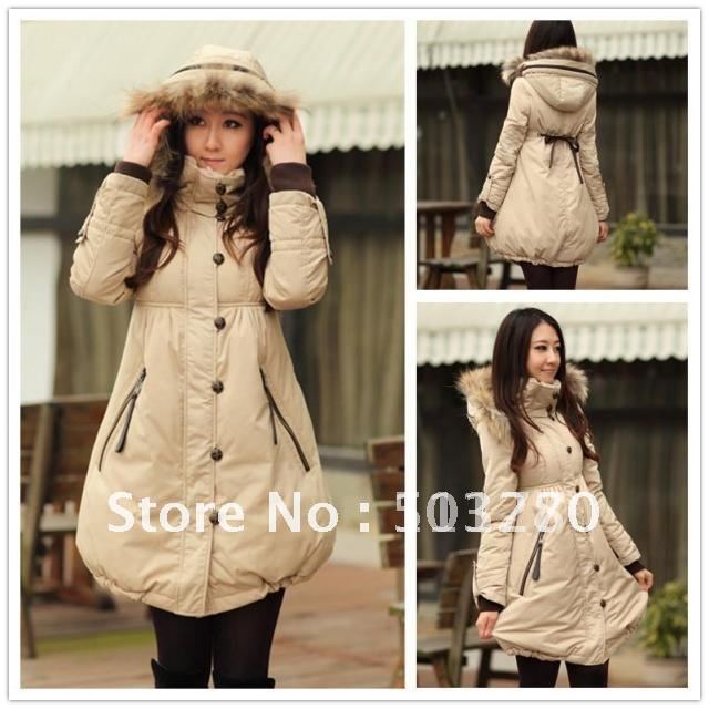 FREE SHIPPING Lowest price Winter ladies' real fur collar down jacket medium-long plus size down coat outwear