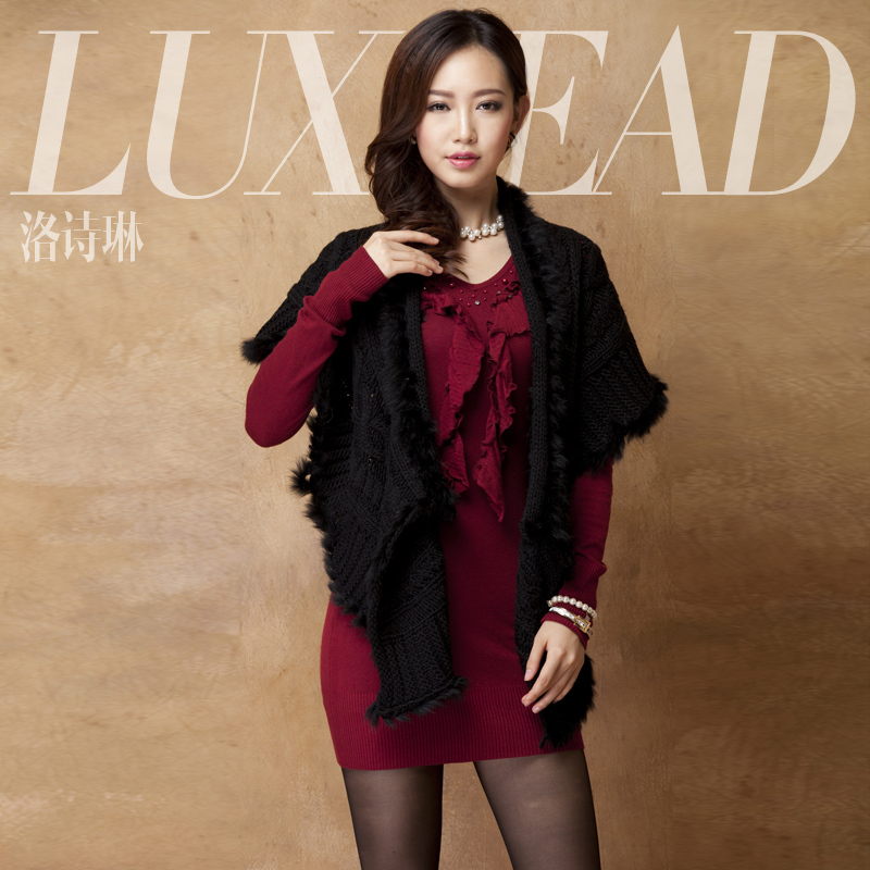 free shipping Luxlead 2012 ol fashion all-match rabbit fur decoration cape