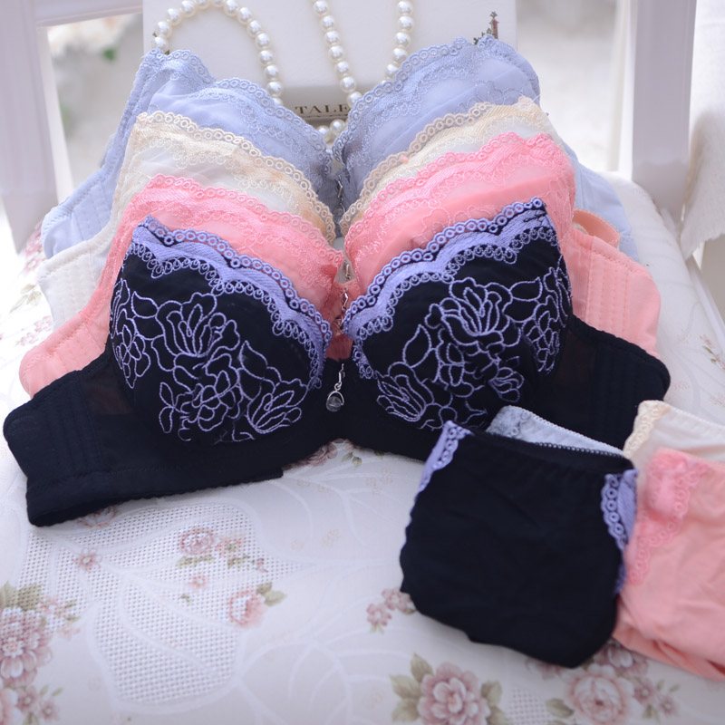 free shipping Luxury 2 exquisite embroidery soft bamboo cotton comfortable soft cup underwear bra set