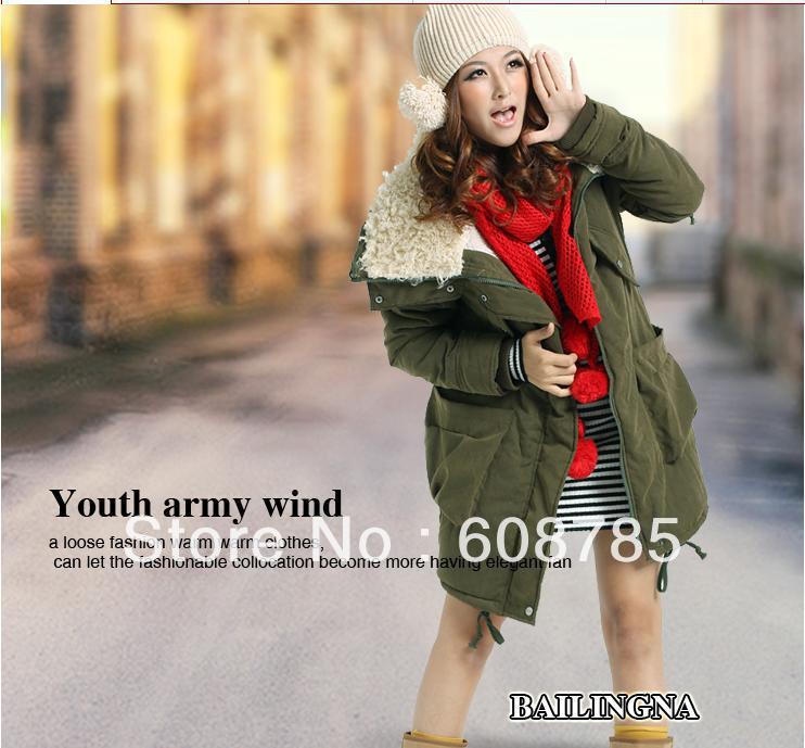 Free shipping Luxury large fur collar slim thickening medium-long down coat cotton-padded jacket coat women winter HOT SALE S158