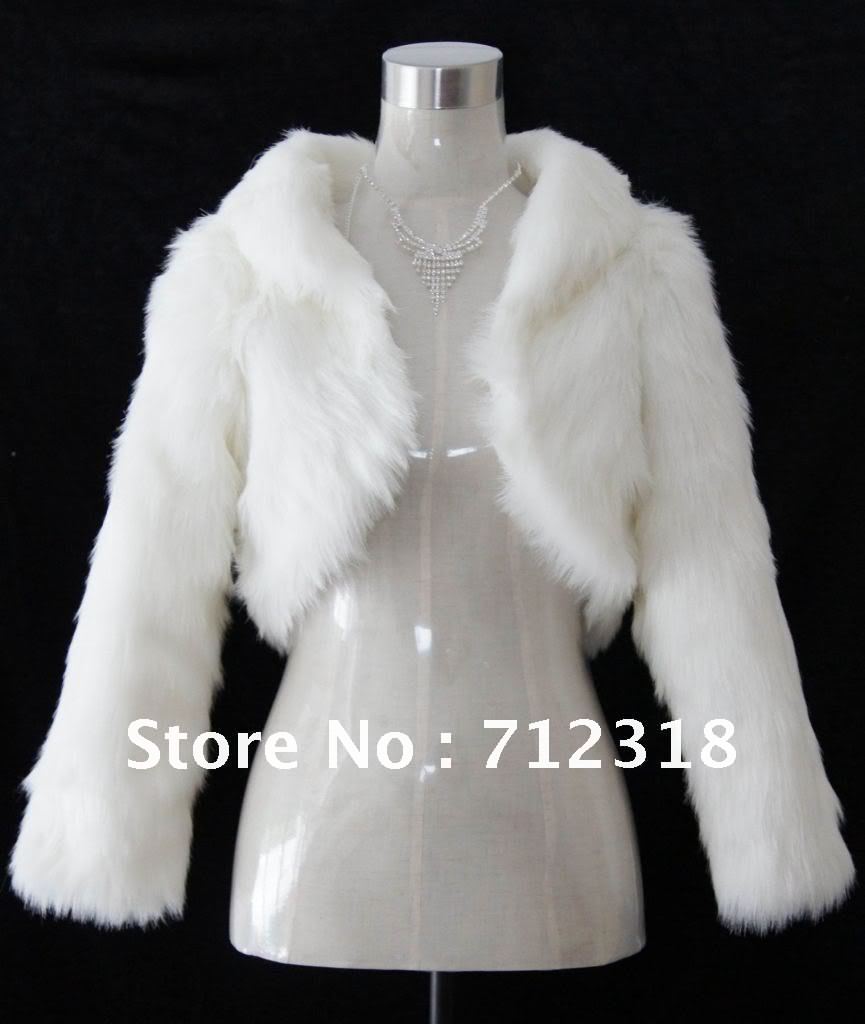 Free Shipping Lvory Faux Fur Wedding Bridal  Shawl Stole Tippet Jacket