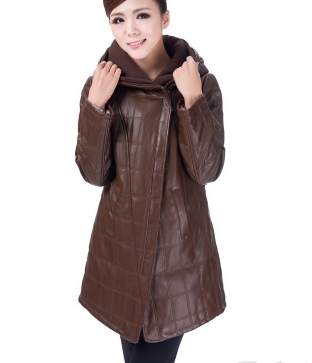 Free shipping Made in China women slim leather jacket coat natural sheepskin leather hooded lady inclined zipper jacket coat