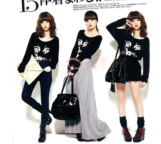 Free shipping magazine popular cute cat pullover all-match sweater