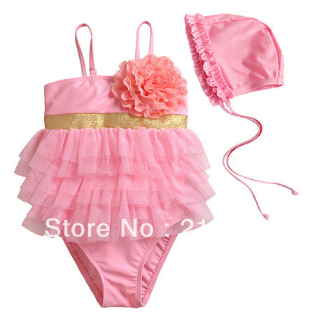 Free shipping Male flowers 2013 cute pink one-piece bathing suit  5pcs/lot