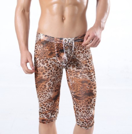 Free Shipping, Male underwear low-waist silky male capris lounge pants pajama pants