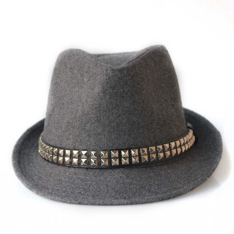 Free Shipping!!! Male Women street fedoras thermal winter fashion hat double rivet cap all-match solid color