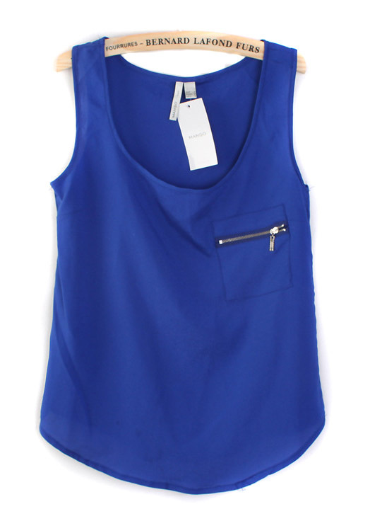 Free shipping Mango fashion women's chiffon  vest women's zipper small pocket vest