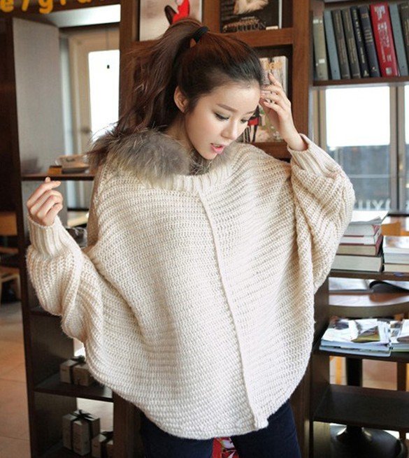 free shipping Manufacturers supply new fashion women's Fur collar  bat sleeve hooded sweater #N0077