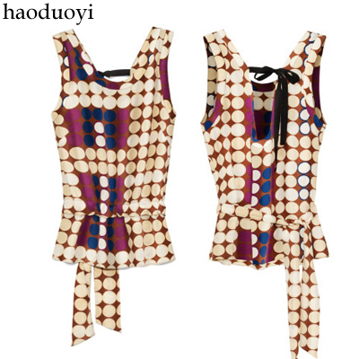 Free Shipping Marni at for fashion spaghetti strap o-neck sleeveless polka dot print shirt top hm6 full