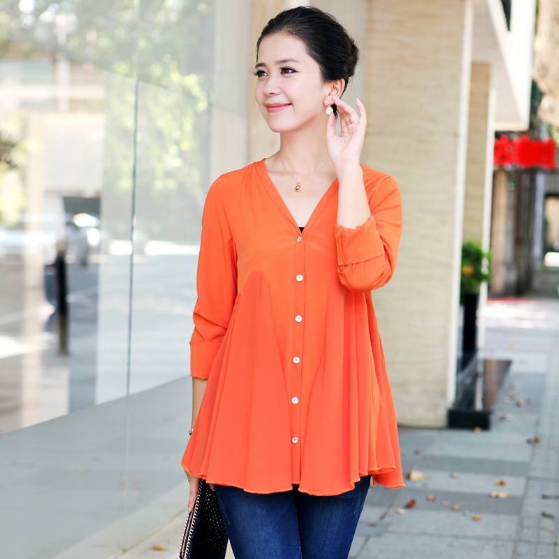 free shipping Maternity autumn top maternity clothing autumn maternity clothes long-sleeve T-shirt V-neck pregnant installed