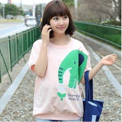 Free shipping Maternity clothing 2012 maternity t-shirt circleof water spray maternity t shirt cotton t-shirt maternity top