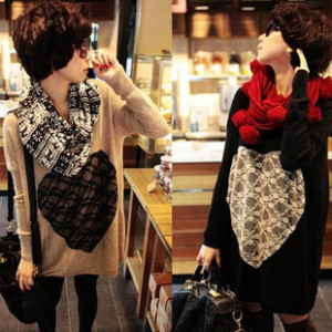 Free Shipping Maternity clothing 2012 t-shirt female spring and autumn lace love batwing shirt long-sleeve loose top