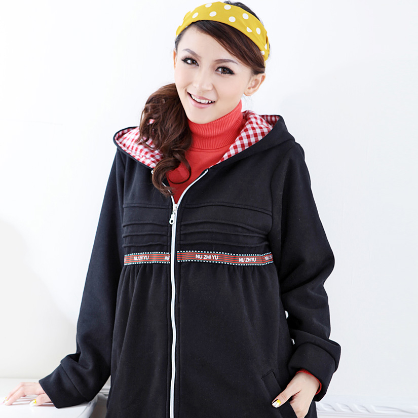 Free Shipping Maternity clothing autumn and winter maternity outerwear maternity top casual with a hood 1a1022