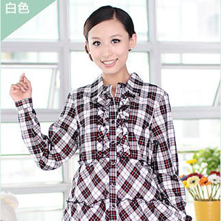 Free shipping Maternity clothing autumn fashion top 100% cotton plaid casual maternity shirt 1567301