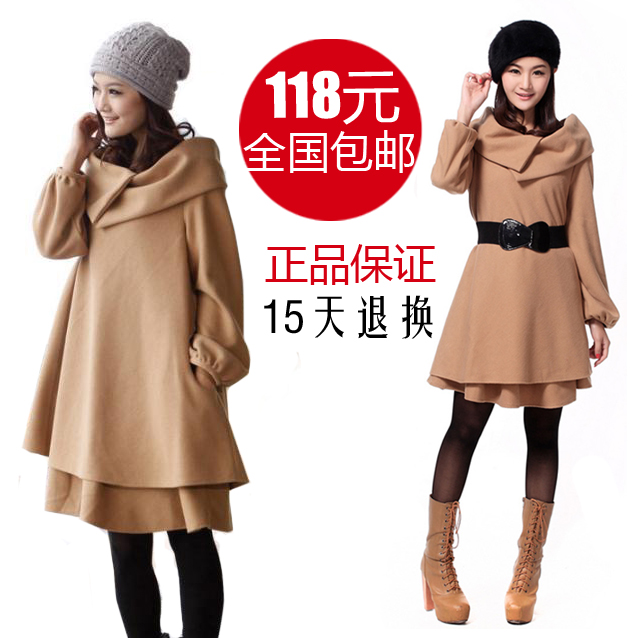 free shipping Maternity clothing autumn winter thickening outerwear fashion plus size woolen outerwear woolen overcoat