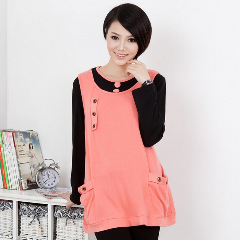 free shipping Maternity clothing long-sleeve maternity t-shirt loose medium-long maternity autumn and winter top