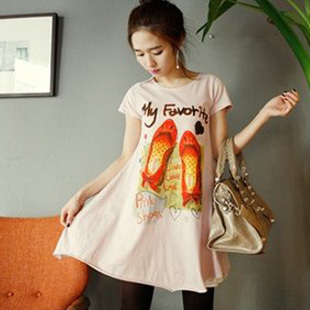 Free Shipping Maternity clothing maternity long design t-shirt maternity t-shirt T-shirt short-sleeve t-shirt dress 1b