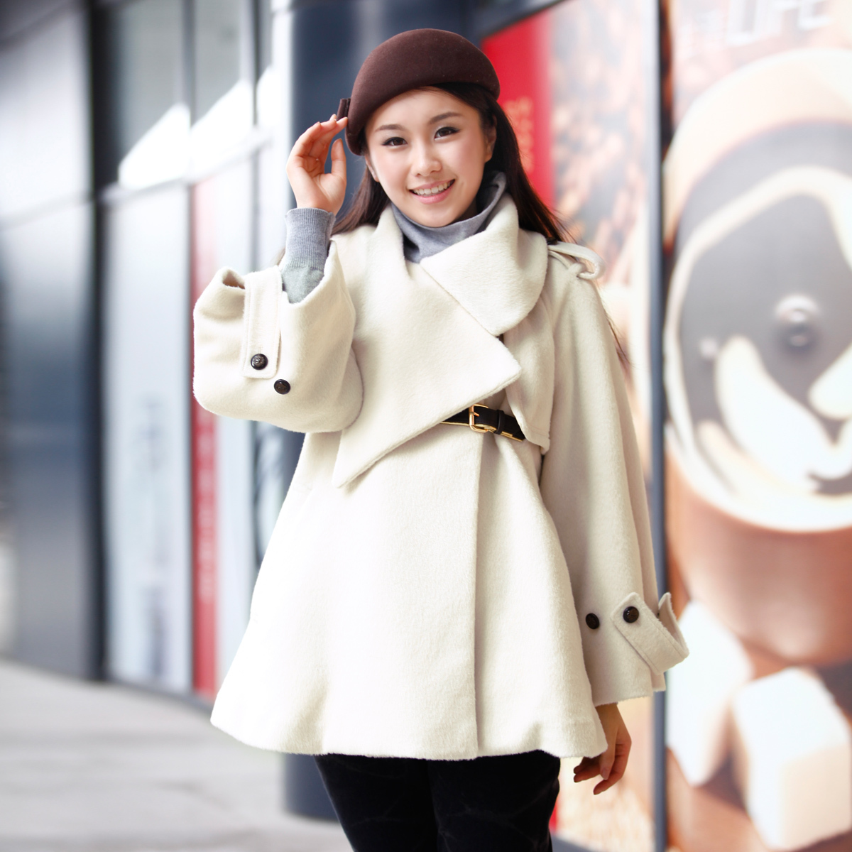 Free shipping maternity clothing maternity woolen overcoat fashion outerwear 96577