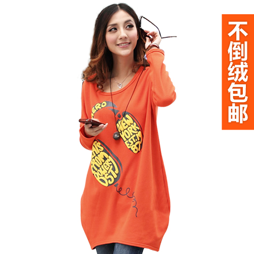 free shipping Maternity clothing plus velvet maternity thermal t-shirt velvet loose maternity winter top women's t-shirt