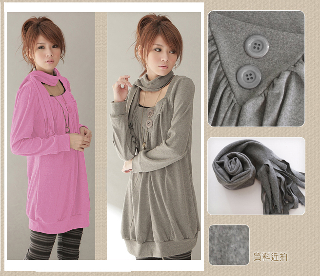 Free shipping Maternity clothing spring and autumn fashion scarf knitted top plus size maternity top