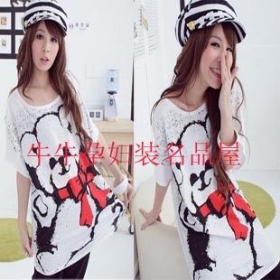 Free shipping Maternity clothing spring and summer bow bear print maternity dress bow bear t-shirt