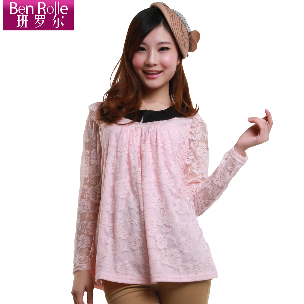 Free shipping Maternity clothing spring sweet lace maternity top maternity T-shirt basic shirt