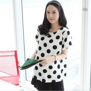 Free shipping Maternity clothing summer dot short-sleeve maternity top comfortable elegant wholesale
