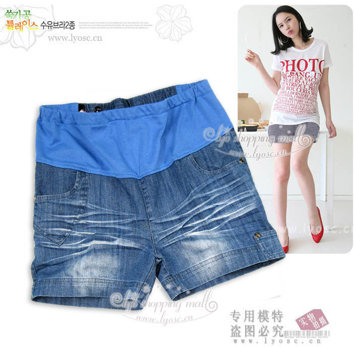 Free shipping Maternity clothing summer maternity pants maternity jeans crumple denim shorts knee-length pants