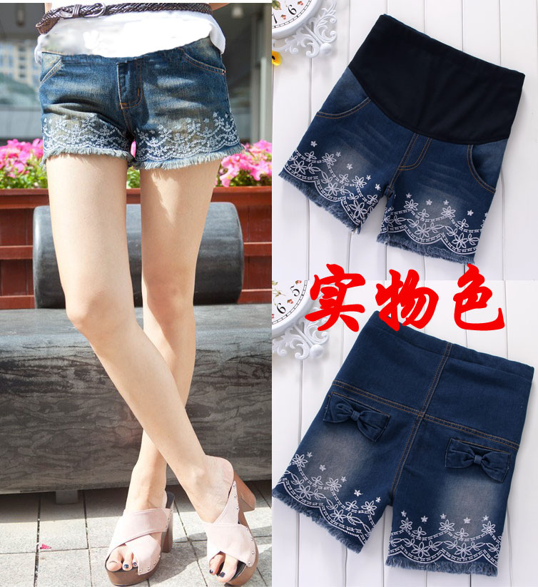 Free Shipping Maternity clothing summer maternity pants maternity shorts maternity denim shorts belly pants 1b