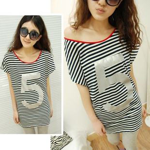 Free shipping Maternity clothing summer maternity t-shirt fashion loose stripe casual maternity top 478