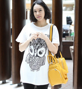 Free shipping Maternity clothing summer owl baby maternity short-sleeve round neck T-shirt top wholesale