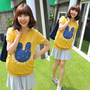Free shipping  maternity clothing summer rabbit maternity t-shirt short-sleeve top t-shirt 22991
