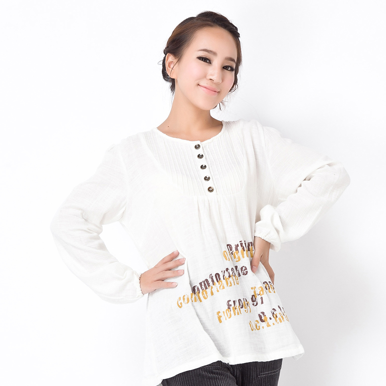 Free shipping Maternity clothing t-shirt autumn o-neck maternity top 100% cotton print fashion maternity shirt