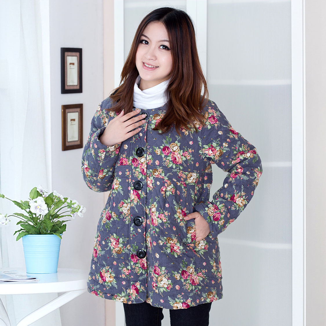 Free shipping Maternity clothing vintage decorative pattern wadded jacket maternity cotton-padded jacket 102 promotion!