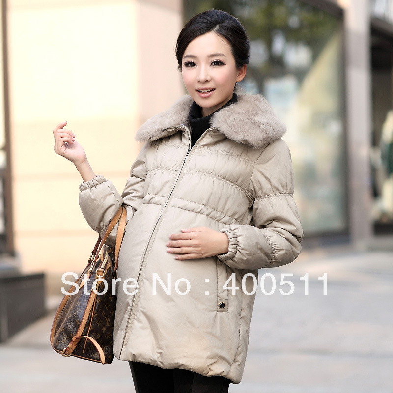 free shipping Maternity clothing winter fashion thickening thermal pure rabbit fur maternity cotton-padded jacket wadded jacket