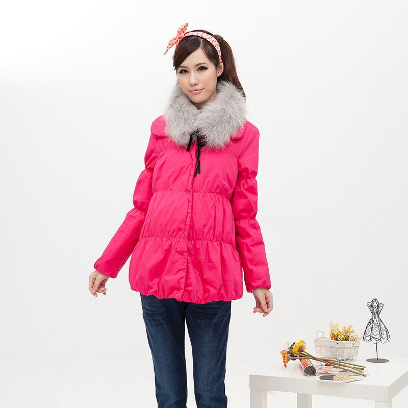 Free shipping  Maternity clothing winter turn-down collar wadded jacket maternity outerwear wool collar