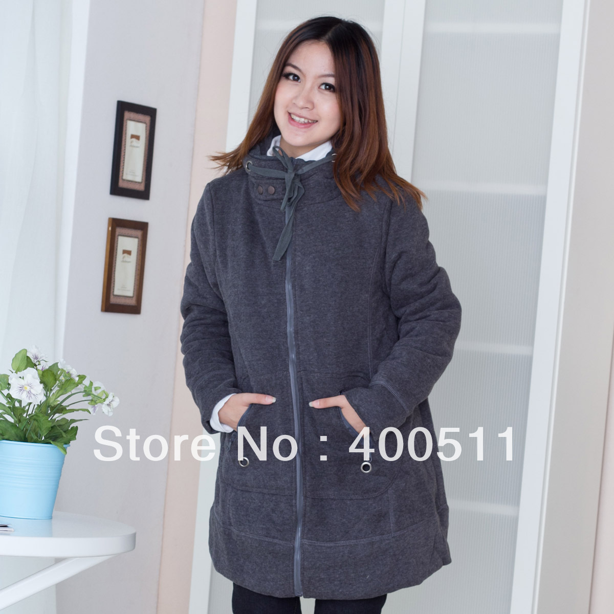 free shipping Maternity cotton-padded jacket casual fleece fabric thermal maternity winter outerwear 601