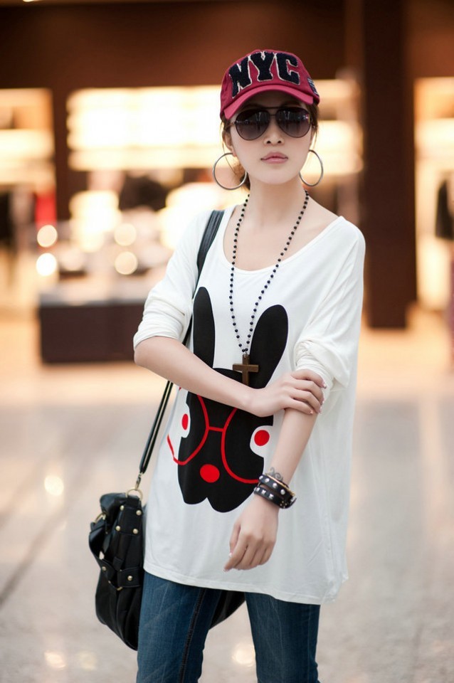 Free shipping Maternity maternity clothing spring and autumn long-sleeve T-shirt glasses rabbit maternity top