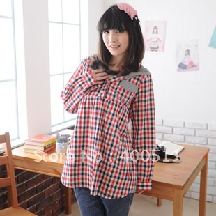 Free shipping maternity shirt long-sleeve with a hood top shirt 12028